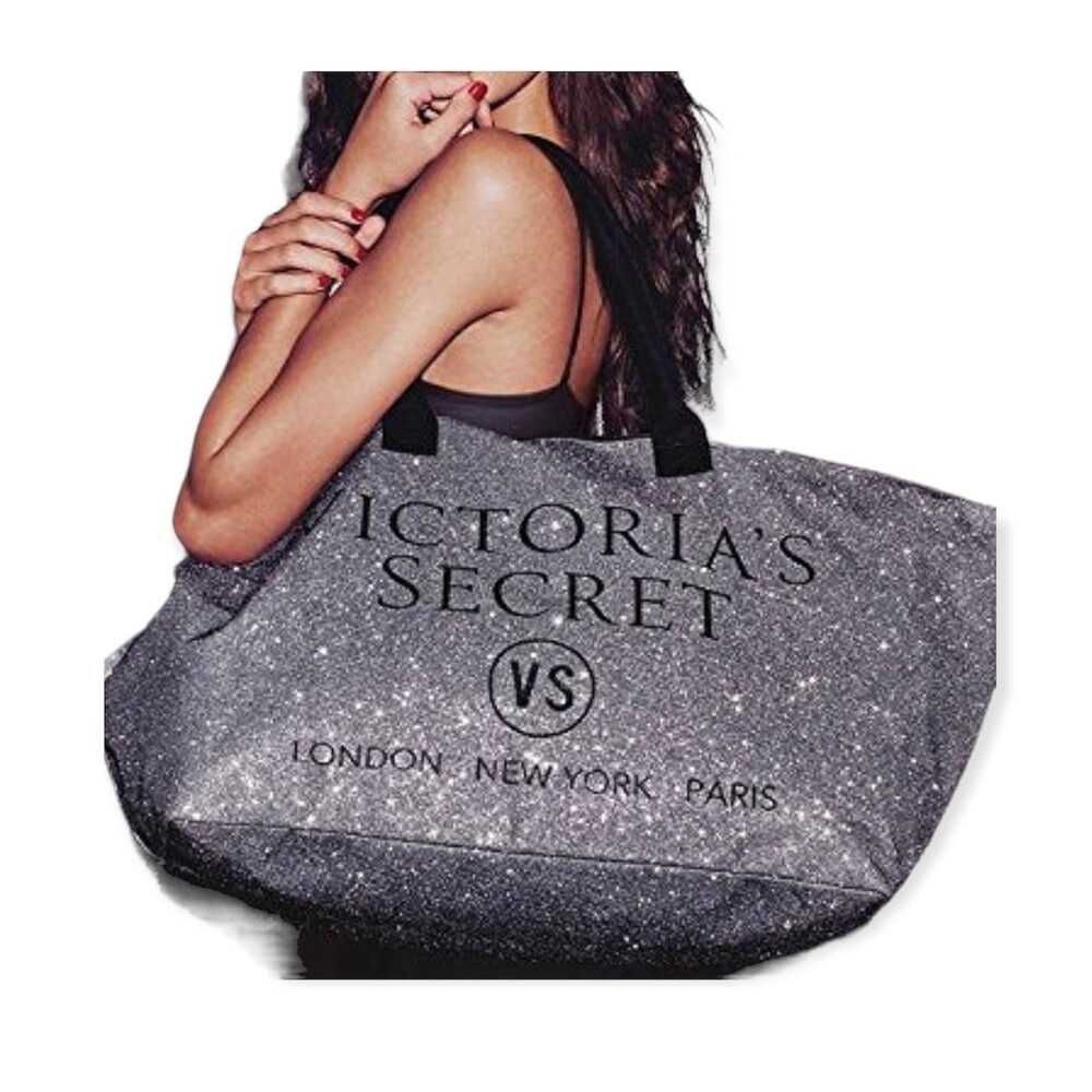Victoria's Secret Black Tote Bag with Glossy Finish BRAND NEW with tag